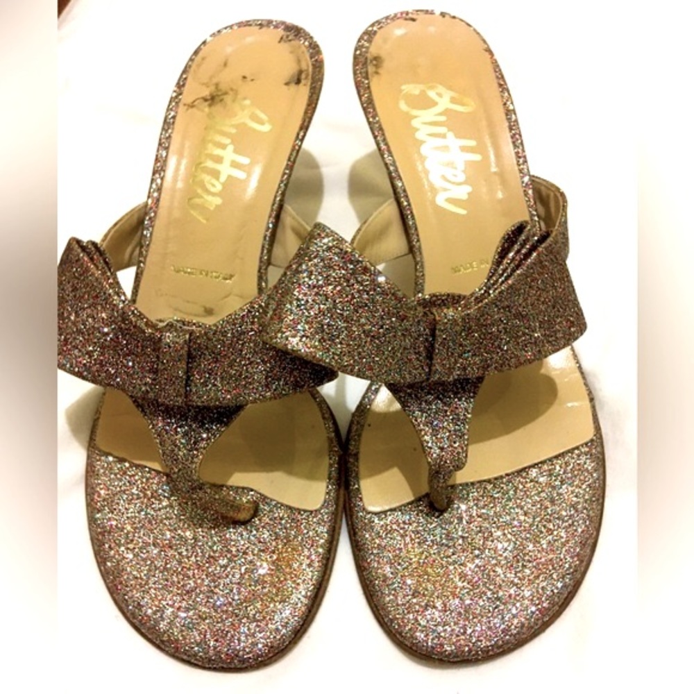 Butter Bow Kitten heel Multi Glitter size 6.5